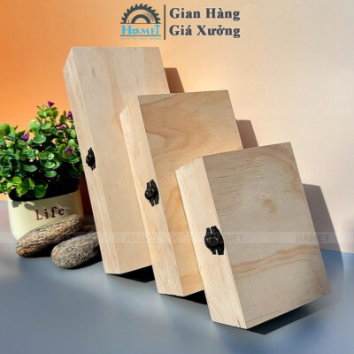 Natural Wood Gift Box With Hinged Lid (6 Cm Height, Custom Laser Engraving)