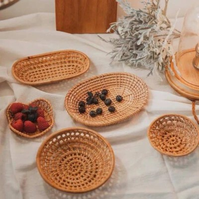 Woven Guot Serving Tray (Natural Color, Handwoven, Eco-Friendly)
