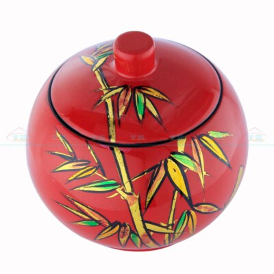 Hũ La Mã Đỏ Ø8 cm (Gỗ, Sơn, Vàng Lá)