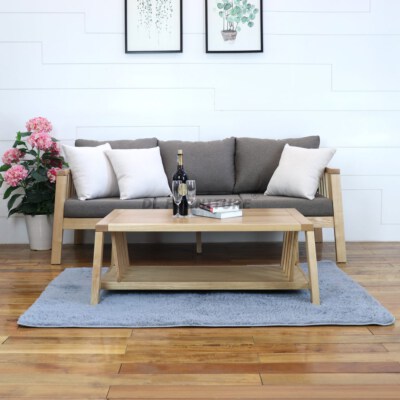 Modern 02 Wooden Sofa Set (Ash Wood, 4-Piece Set)