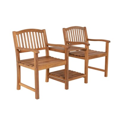 Outdoor Tea Convertible Bench (100% FSC Acacia Wood, Pop-Up Tea Table, Natural Oil Finish)