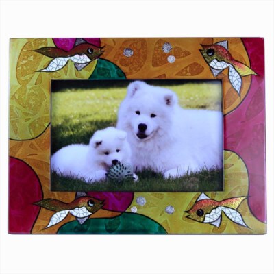 Khung Ảnh Sơn Mài Họa Tiết Cá 16×21 cm (Gỗ, Sơn Mài, Vàng Lá)