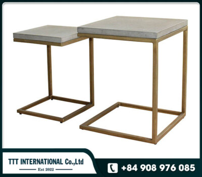 Cement And Steel Table Set (Concrete Top, Steel Frame, Two Sizes)
