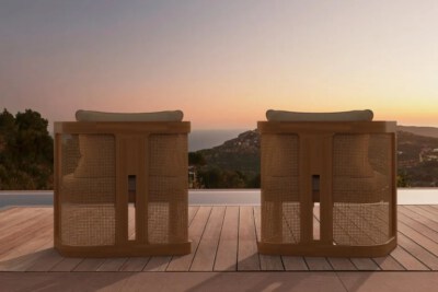 Lydian Lounge Chair (100% FSC Acacia Wood, Handwoven Flat Rattan, 230gsm Polyester Cushions)