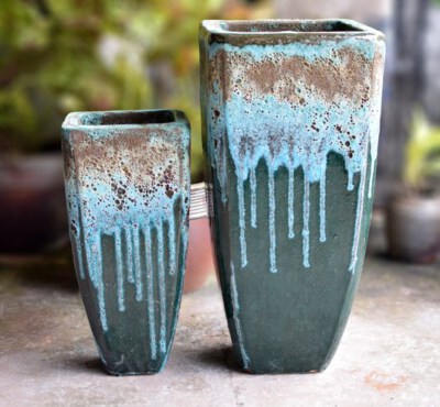 Atlantic Square Glazed Ceramic Planter Set