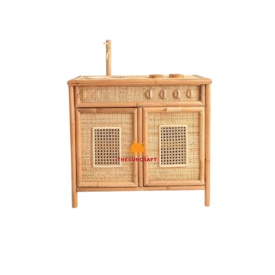 Eco-Friendly Rattan Kitchen Food Toy Set