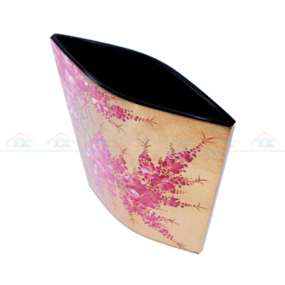 Bình Sơn Mài Phẳng Đào (Gỗ, Sơn Mài, In Trứng, Vàng Lá)
