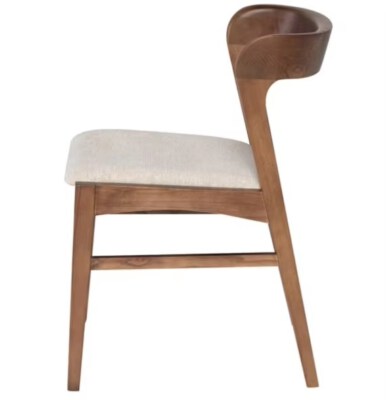 Bjorn Mid-Century Ash Wood Dining Chair (Lightly Padded Seat, Walnut Stain Finish)