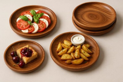 Wooden Presentation Platter (Food-Safe Lacquer, Stackable, Hot/Cold Service)