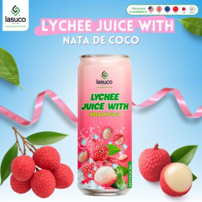 Lychee Juice With Nata De Coco (320ml, Brix 14.5%, Low-Fat 0%, Sterilized, OEM Available)