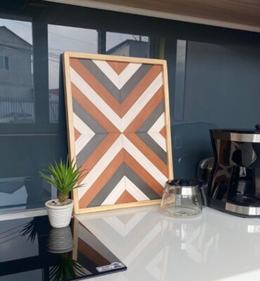 Vintage Color-Block Pinewood Serving Tray