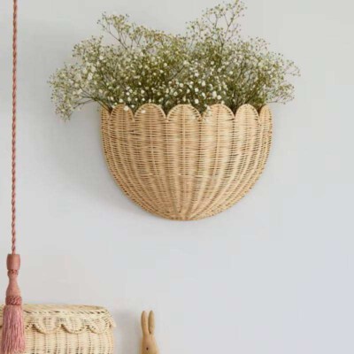 Handwoven Rattan Wall Hanging Basket