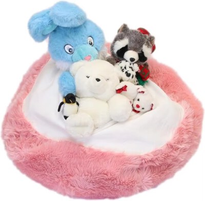 Pink Plush Fur Kids Bean Bag Cover (Removable Cover, Custom Color, Plush Fur)