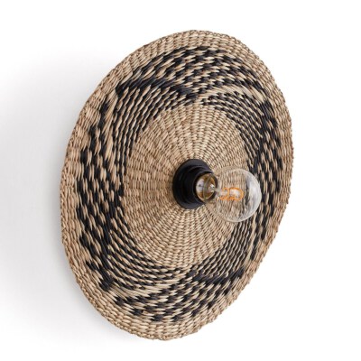 Handcrafted Seagrass Wall Lamp (Natural Seagrass, Size D30 x H10 cm, Eco-Friendly)