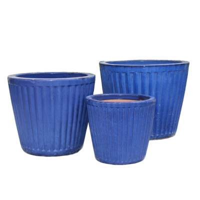 Modern Glazed Ceramic Planter Set With Drainage Hole