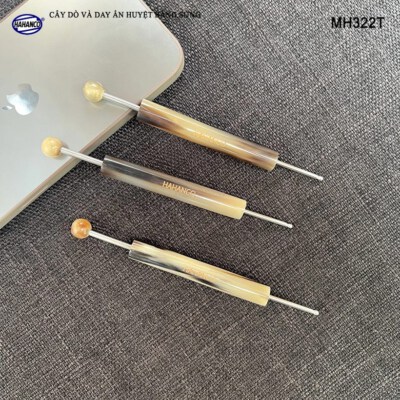 Horn And Stainless Steel Acupressure Massage Stick (Dual Ball Tips, Handmade, MH322T)