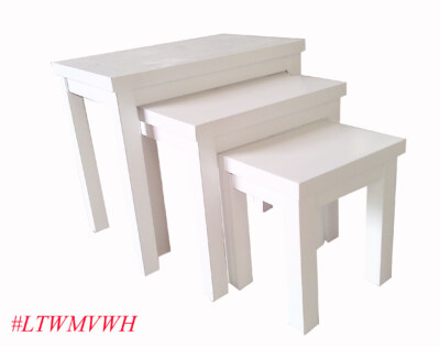 Minh Vuong Nesting Table Set (Rubberwood, White/Mahogany/Natural)