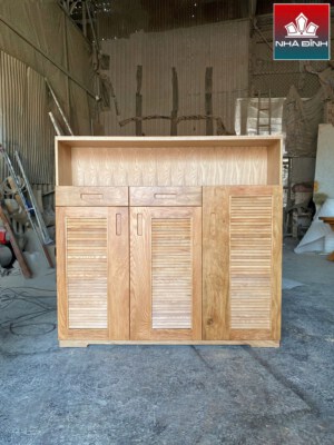 Oak Shoe Cabinet (OAKT81, Oak Wood, Rubberwood With Oak Veneer)