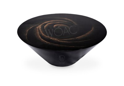 Hand-Painted Lacquer Coffee Table (MDF, Black, Round Design) (TAB-0241)