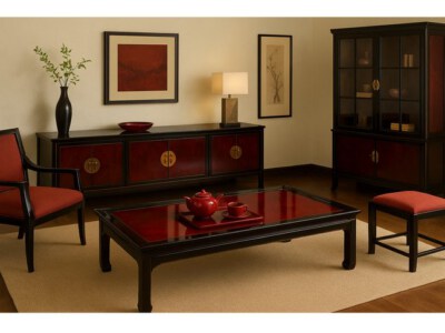 Custom Lacquer Furniture Set (Table, Cabinet, Chair, Made To Order)