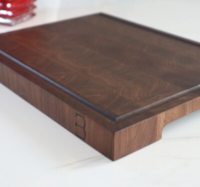 Walnut Wood Cutting Board (Juice Groove, Cutout Or Groove Handle, Food-Safety Tested, T008MKR)