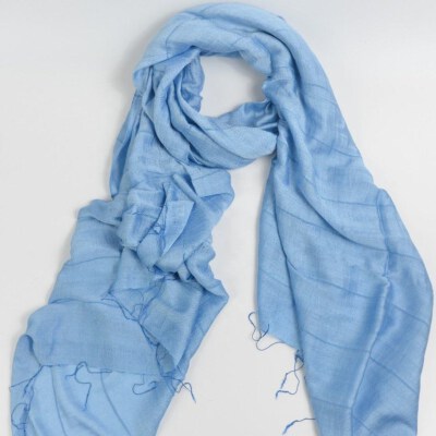 Hand-Drawn Dot & Tropical Print Silk-Cotton Long Scarf