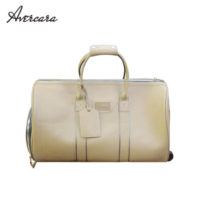 Duffle Trolley Bag B902 (Beige, Shoe Compartment, Full-Grain Cow Leather)