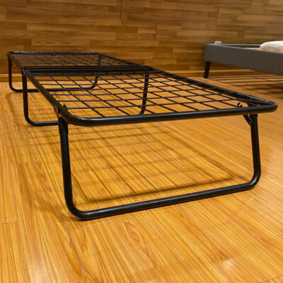 Foldable Metal Guest Bed Frame (Modern Design, Iron Frame, KD Easy Assembling, Black)