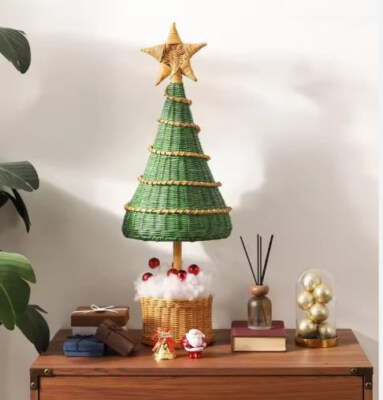 Rattan Christmas Tree Hanging Decoration