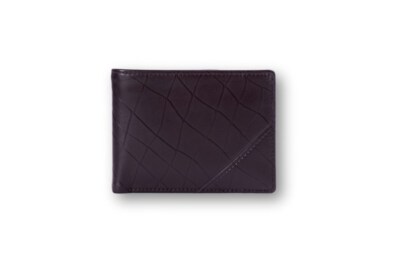 Men’s Horizontal Embossed Leather Wallet A43 (100% Genuine Cowhide Leather, Dark Brown)