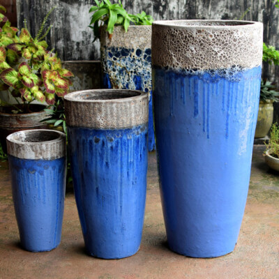 Atlantic Rustic Glazed Ceramic Planter Set