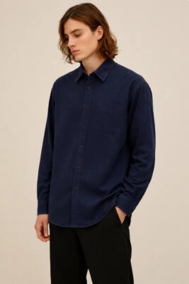Cotton Twill Woven Business Shirt (Garment Dyed, Horn Button, Vietnam-Made)