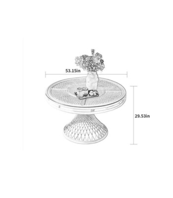 All-Vine Dining Set (Natural Rattan, Round Glass-Top Table, 1 Table + 3 Chairs)