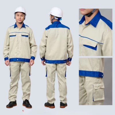 Industrial Workwear Safety Uniform Set (Anti-Shrink, Breathable, Kaki Fabric)