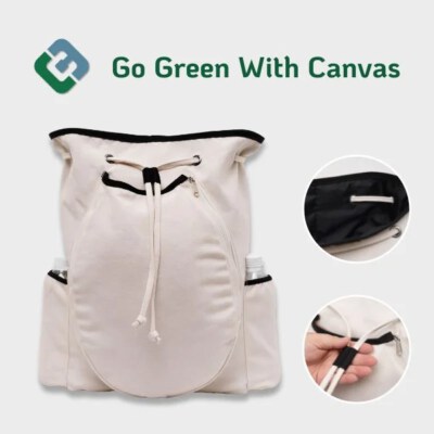 Canvas Tennis Drawstring Backpack