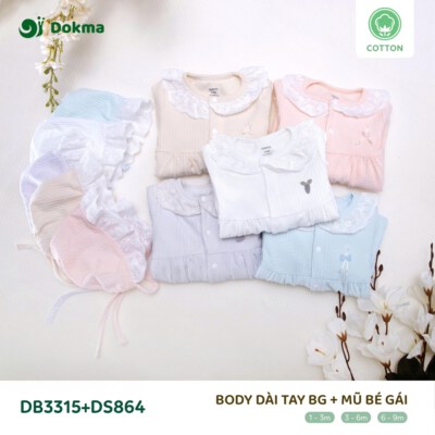 Dokma Baby Girls’ Long-Sleeve Bodysuit & Hat Set