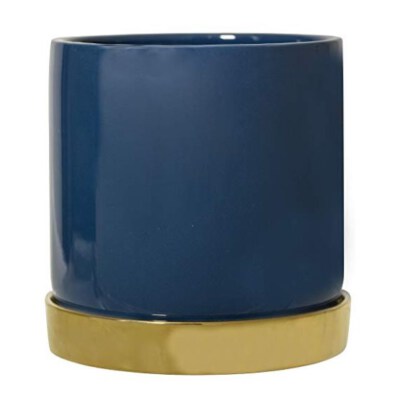 Glazed Ceramic Flowerpot With Saucer Set