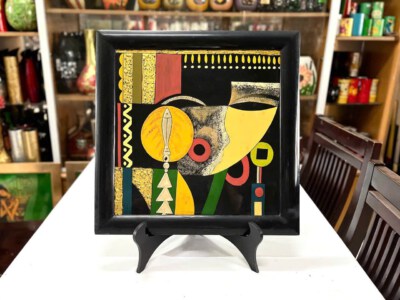 Abstract Lacquer Art Painting With Lacquer Frame (Modern Decorative Artwork)