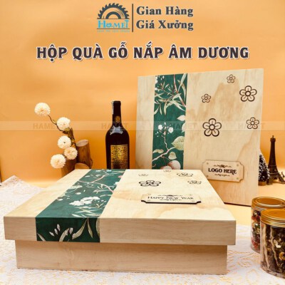 Premium Natural Wood Gift Box (Japanese Yin-Yang Lid, Laser Engraving)