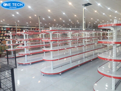 Half-Moon Endcap Shelf (2–6 Tiers, Powder-Coated Steel)