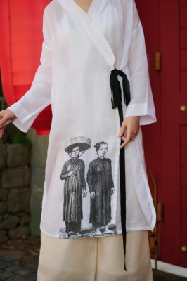 Digital Print Ramie Surplice Top