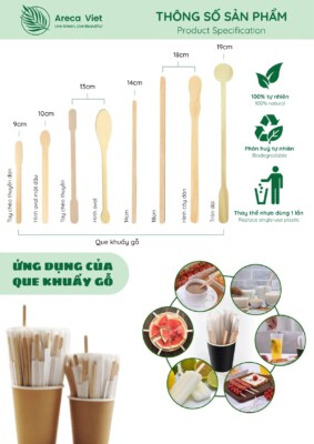 Single-Ended Oval Wooden Coffee Stirrer (10cm, Biodegradable, Single-Use)