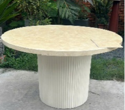 Fiber Concrete Round Table 80, Ideal for Compact Dining and Patio Spaces, Weather Resistant for Everyday Use, Textured Pedestal Base with a Smooth Stone-Look Top