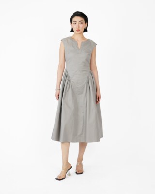 Khaki Waist-Accented Dress An Dat