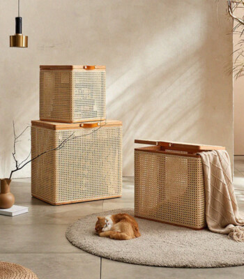 Artificial Rattan Clothing Storage Box for Closet and Home Organization