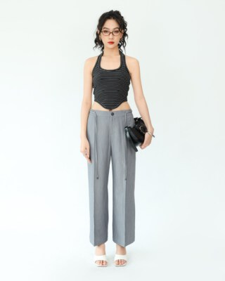 Gray Wide-Leg Trousers An Dat