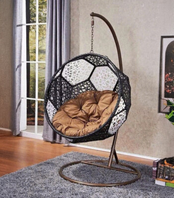 Modern Artificial Rattan Swing without Canopy for Indoor and Outdoor Relaxation