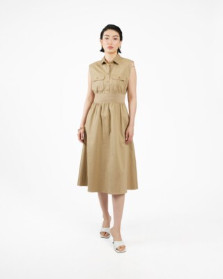 Long Khaki Shirt Dress An Dat
