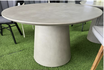 Fiber Concrete Round Table 150, Ideal for Dining and Gathering, Strong and Weather Resistant, Smooth Matte Finish for a Modern Minimalist Look