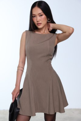 SN Style Brown Sleeveless Dress An Dat